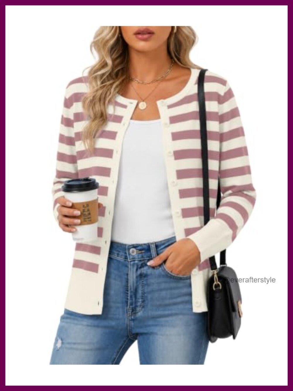 Women's Lightweight Button Down Cardigan Sweater Crew Neck Long Sleeve